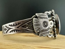 Fred Harvey Era Thunderbird Petrified Wood Sterling Silver Cuff Bracelet 6.5”  - Additional view 2