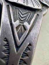 Fred Harvey Era Thunderbird Petrified Wood Sterling Silver Cuff Bracelet 6.5”  - Additional view 11