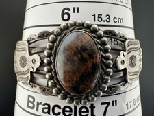 Fred Harvey Era Thunderbird Petrified Wood Sterling Silver Cuff Bracelet 6.5”  - Additional view 17
