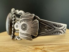 Fred Harvey Era Thunderbird Petrified Wood Sterling Silver Cuff Bracelet 6.5”  - Additional view 3