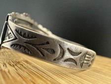 Fred Harvey Era Thunderbird Petrified Wood Sterling Silver Cuff Bracelet 6.5”  - Additional view 4