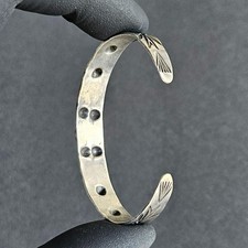 Vintage Old Navajo Fred Harvey Era Sterling Silver Turquoise Bracelet - Additional view 4