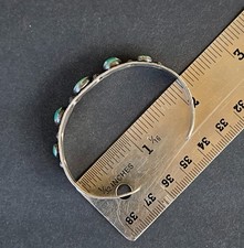 Vintage Old Navajo Fred Harvey Era Sterling Silver Turquoise Bracelet - Additional view 7