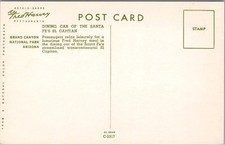 FRED HARVEY / Santa Fe Railroad Ad Postcard Dining Car / EL CAPITAN Train c1953 - Additional view 1