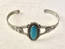 Vintage FRED HARVEY ERA Native American Navajo Turquoise Sterling Bracelet