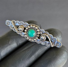 Vintage Old Navajo Fred Harvey Era Sterling Silver Turquoise Pin Brooch - Additional view 4