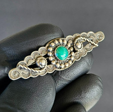 Vintage Old Navajo Fred Harvey Era Sterling Silver Turquoise Pin Brooch - Additional view 8