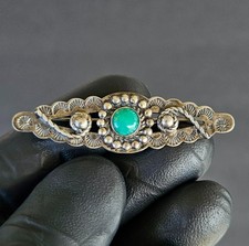 Vintage Old Navajo Fred Harvey Era Sterling Silver Turquoise Pin Brooch - Additional view 9