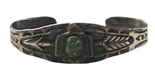 VTG OLD FRED HARVEY ERA Navajo THUNDERBIRD Turquoise Sterling silver Bracelet