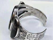 Old Fred Harvey Native American Large Petrified Wood Sterling Silver Bracelet - Additional view 1