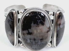 Old Fred Harvey Native American Large Petrified Wood Sterling Silver Bracelet