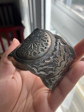 Old Fred Harvey Era Navajo Thunderbird Stamped Sterling Silver Cuff Bracelet - Additional view 2