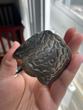 Old Fred Harvey Era Navajo Thunderbird Stamped Sterling Silver Cuff Bracelet - Additional view 3