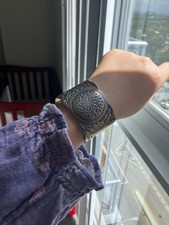 Old Fred Harvey Era Navajo Thunderbird Stamped Sterling Silver Cuff Bracelet - Additional view 8