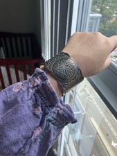 Old Fred Harvey Era Navajo Thunderbird Stamped Sterling Silver Cuff Bracelet - Additional view 9
