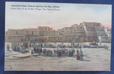 San Diego California Panama Exposition Indian Village Race Fred Harvey Postcard
