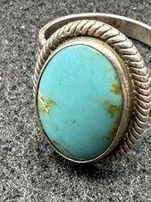 Vintage Sterling Silver Turquoise Ring Pacific Jewelry Co. Fred Harvey Era Sz6