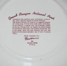 Vernon Kilns Grand Canyon National Park Collector Plate Red White Fred Harvey - Additional view 2