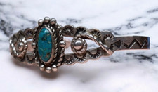 Native American Sterling Silver Fred Harvey Era Turquoise Bracelet - Additional view 2