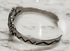 Native American Sterling Silver Fred Harvey Era Turquoise Bracelet - Additional view 3