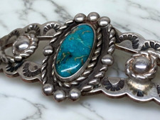 Native American Sterling Silver Fred Harvey Era Turquoise Bracelet - Additional view 5