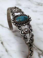 Native American Sterling Silver Fred Harvey Era Turquoise Bracelet - Additional view 7