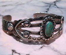 Native American Sterling Silver Bell Trading Fred Harvey Era Turquoise Bracelet - Additional view 2
