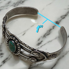 Native American Sterling Silver Bell Trading Fred Harvey Era Turquoise Bracelet - Additional view 15