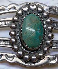 Native American Sterling Silver Bell Trading Fred Harvey Era Turquoise Bracelet - Additional view 7