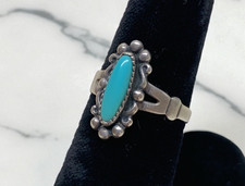Native American Sterling Silver Bell Trading Fred Harvey Era Turquoise Ring - Additional view 1