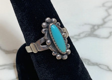 Native American Sterling Silver Bell Trading Fred Harvey Era Turquoise Ring - Additional view 3