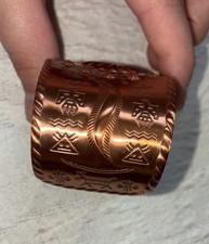 SOLID COPPER Cuff Bracelet Fred Harvey Era Thunderbird Native American Vtg - Additional view 3