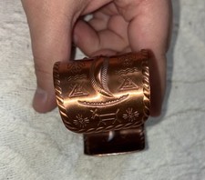 SOLID COPPER Cuff Bracelet Fred Harvey Era Thunderbird Native American Vtg - Additional view 5