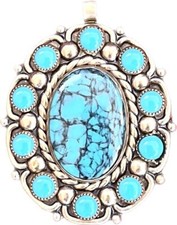 Bell Fred Harvey Era Faux Turquoise Cuff and Pendant Southwest Vintage Signed - Additional view 6