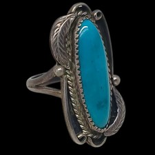 VINTAGE BIG NATIVE AMERICAN NAVAJO RING TURQUOISE STERLING SILVER SIZE 9 - Additional view 5
