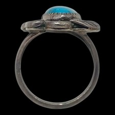 VINTAGE BIG NATIVE AMERICAN NAVAJO RING TURQUOISE STERLING SILVER SIZE 9 - Additional view 6