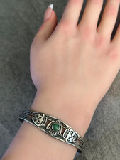 OLD FRED HARVEY ERA THUNDERBIRD Navajo Turquoise  Sterling silver Bracelet - Additional view 1