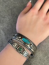 OLD FRED HARVEY ERA THUNDERBIRD Navajo Turquoise  Sterling silver Bracelet - Additional view 3