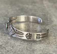 OLD FRED HARVEY ERA THUNDERBIRD Navajo Turquoise  Sterling silver Bracelet - Additional view 6