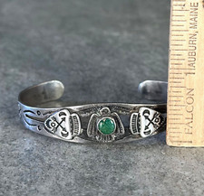 OLD FRED HARVEY ERA THUNDERBIRD Navajo Turquoise  Sterling silver Bracelet - Additional view 10