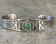 OLD FRED HARVEY ERA THUNDERBIRD Navajo Turquoise Sterling silver Bracelet