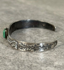 Old Vintage Fred Harvey Era Navajo Turquoise  Sterling silver Bracelet - Additional view 3