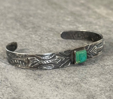 Old Vintage Fred Harvey Era Navajo Turquoise  Sterling silver Bracelet - Additional view 4