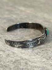 Old Vintage Fred Harvey Era Navajo Turquoise  Sterling silver Bracelet - Additional view 5