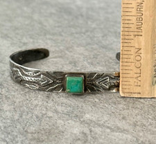 Old Vintage Fred Harvey Era Navajo Turquoise  Sterling silver Bracelet - Additional view 7
