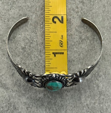 Vintage Fred Harvey Era Navajo CERRILLOS Turquoise Split Shank Sterling Bracelet - Additional view 13