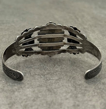 Vintage Fred Harvey Era Navajo CERRILLOS Turquoise Split Shank Sterling Bracelet - Additional view 7
