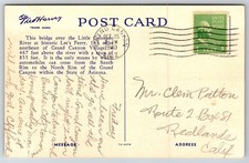 Navajo Bridge Over Colorado River Marble Canyon AZ Fred Harvey Linen Postcard L9 - Additional view 1