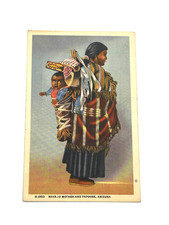 Fred Harvey Postcard Navajo Indian Mother & Papoose - circa 1920s H-1953