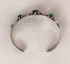 Vtg Fred Harvey Era Sterling Silver Green Turquoise Cuff Bracelet Whirling Thund - Additional view 4
